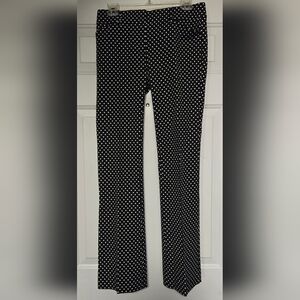 New York & Company Stretch Polka Dot Dress Pants Womens Size 2 Black White Y2K